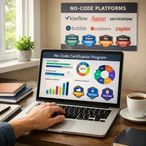Laptop Dashboard NoCode Certification Learning Workspace