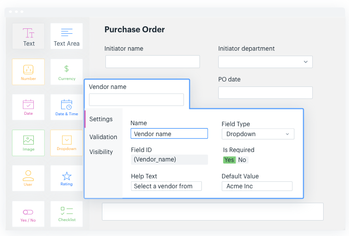 create your own PO system forms