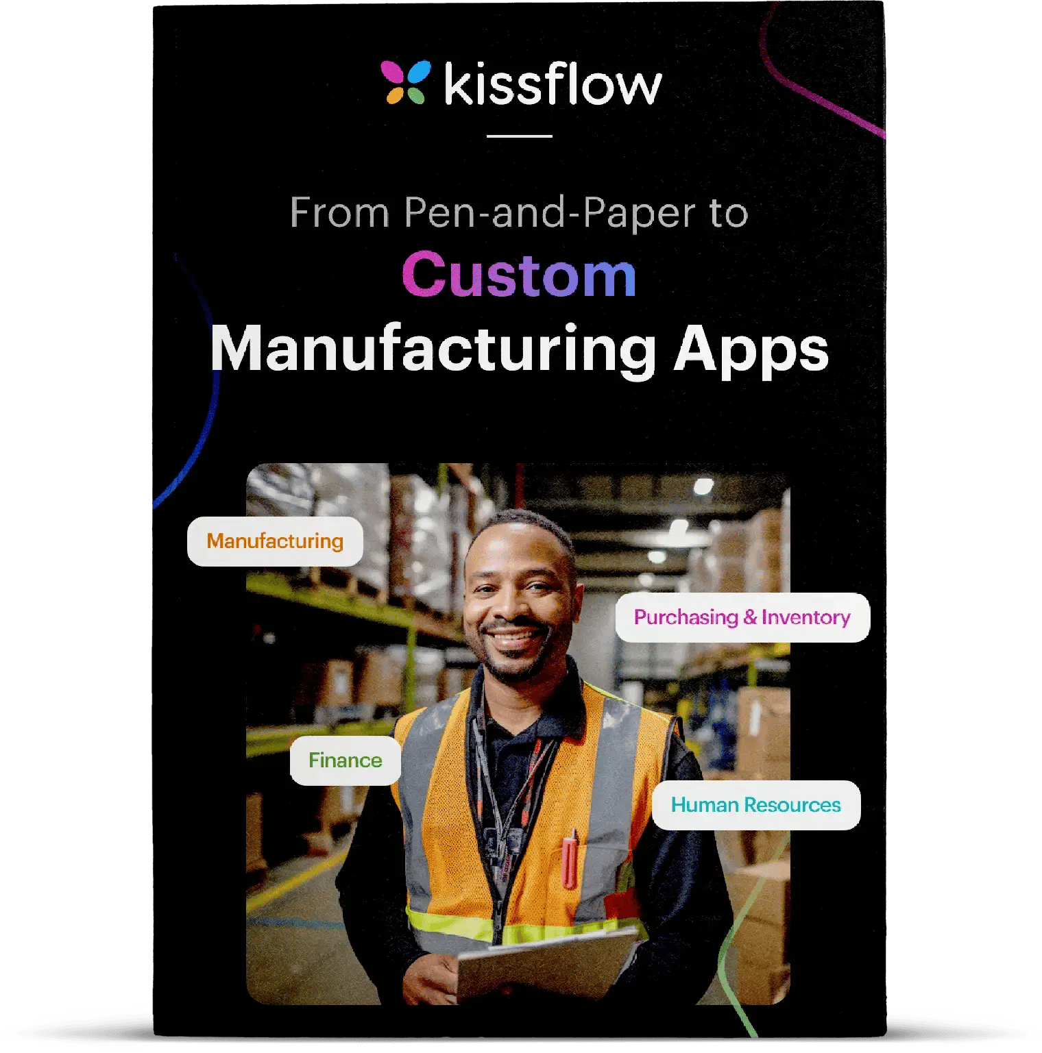 Cover image for a Kissflow custom manufacturing apps likely related to workflow solutions