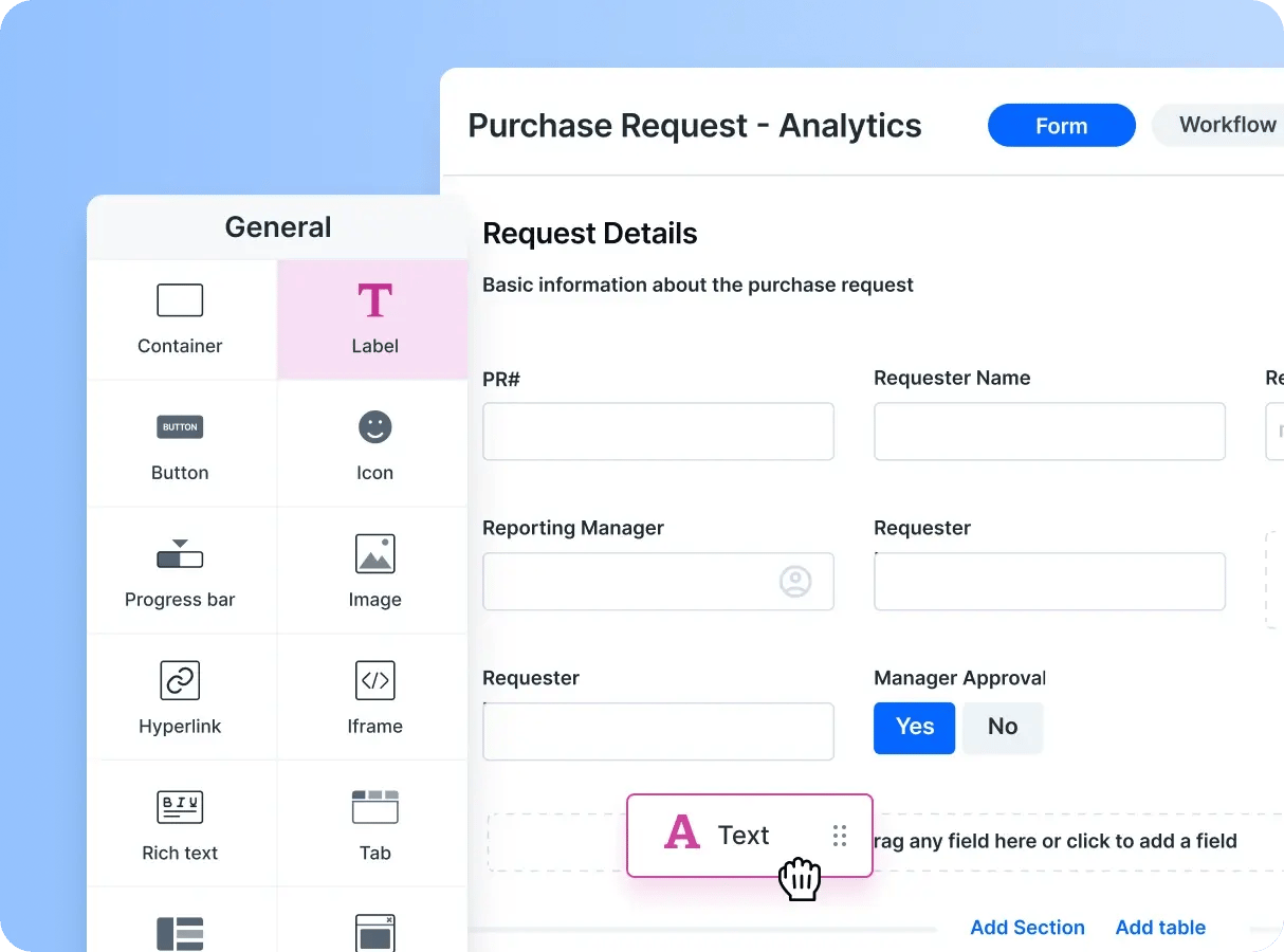 drag drop feature in process tracking system