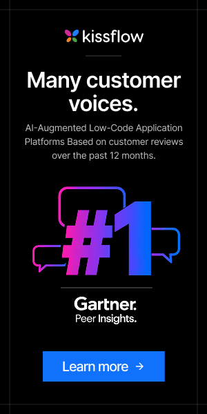 Kissflow ranked #1 on Gartner Peer Insights for AI-Augmented Low-Code Application Platforms