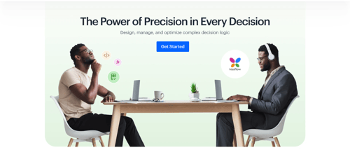 Title, description, CTA, and bottom-centered background image - https://kissflow.com/platform/decision-table/