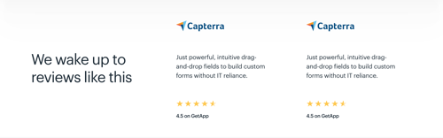 Displaying a logo showcase with two column format - https://kissflow.com/rating/