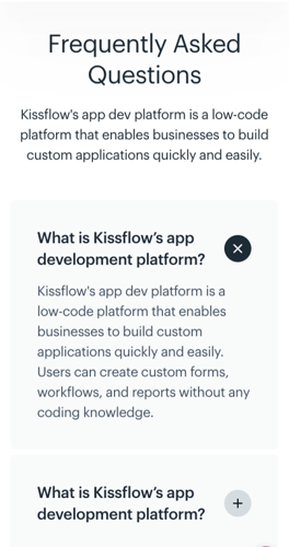 FAQ Mobile Deisgn - https://kissflow.com/low-code