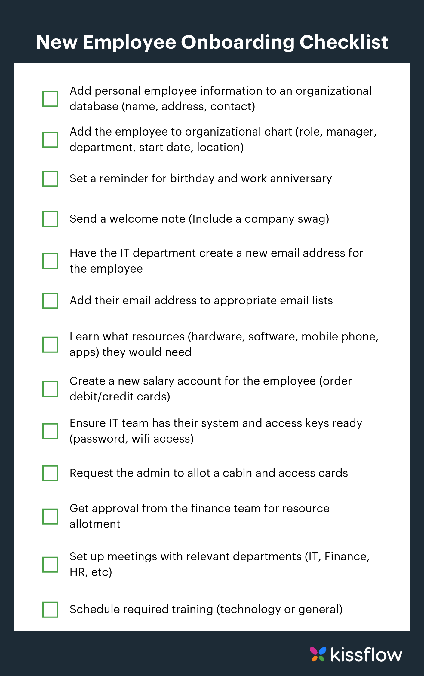 Employee Onboarding checklist