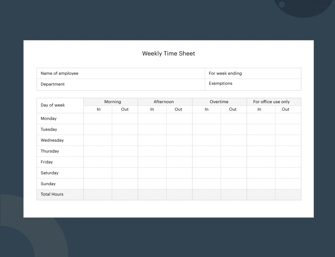 Weekly timesheet