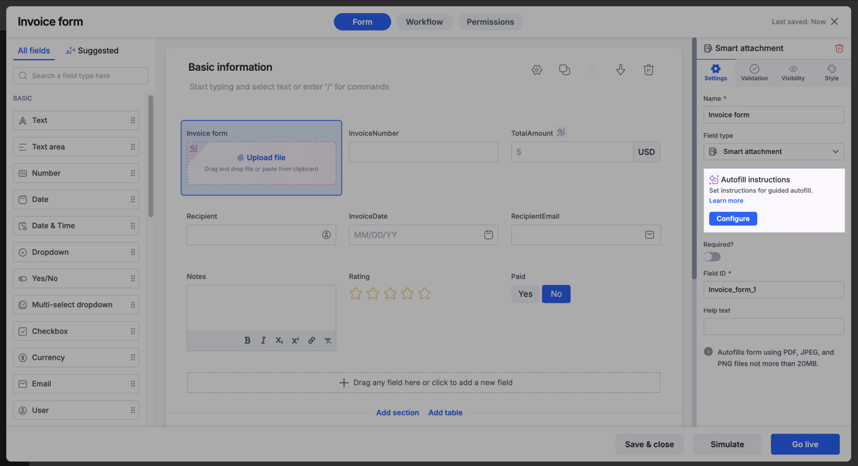 Guided autofill for process forms