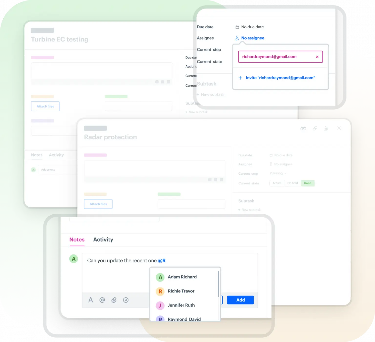 Graphic illustrating enhanced collaboration in project management through the Kissflow platform