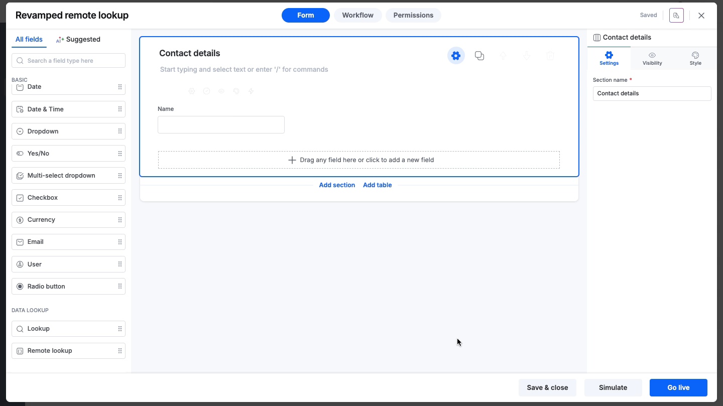 Revamped remote lookup for form fields